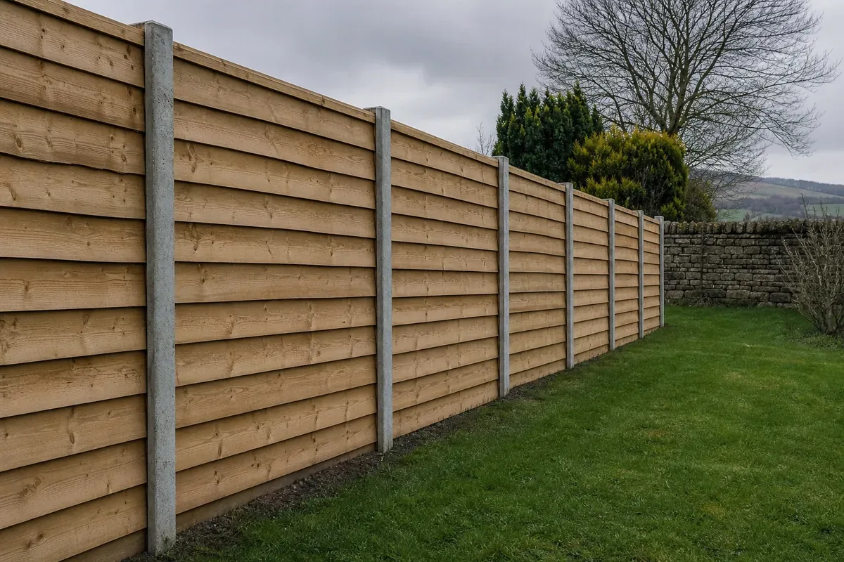 Feather edge timber fencing in a Halifax garden