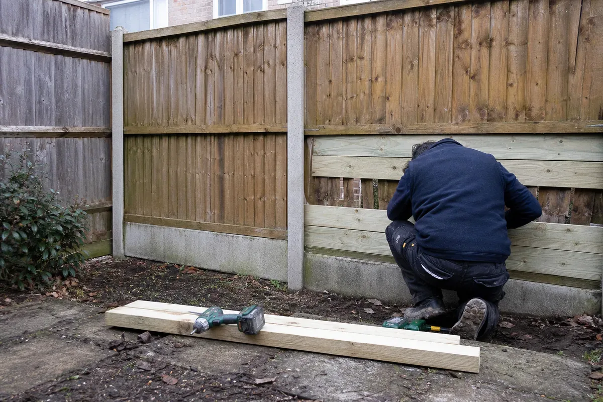 Damaged garden fence being repaired in Halifax